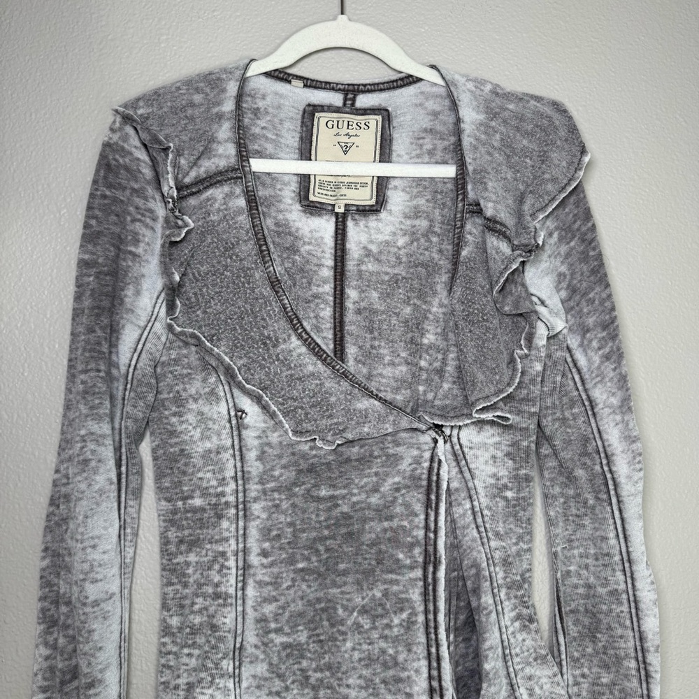 Guess Burnout Wrap Ruffle Sweater - Picture 7 of 12